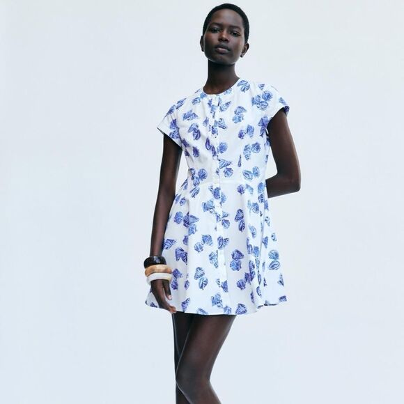 Zara shell printed short cotton dress - Picture 7 of 12